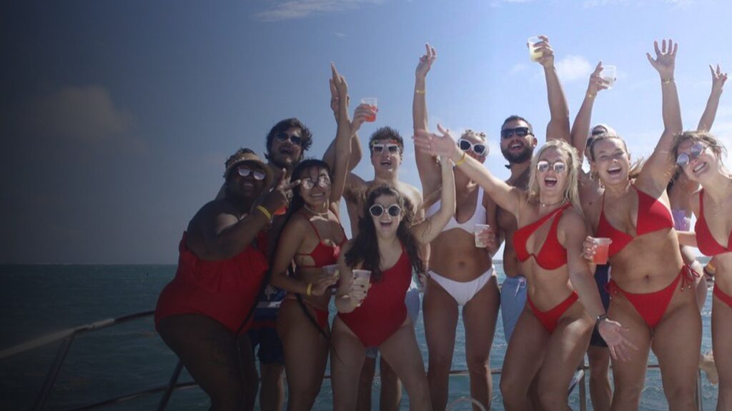 Group celebrating on the Punta Cana party boat