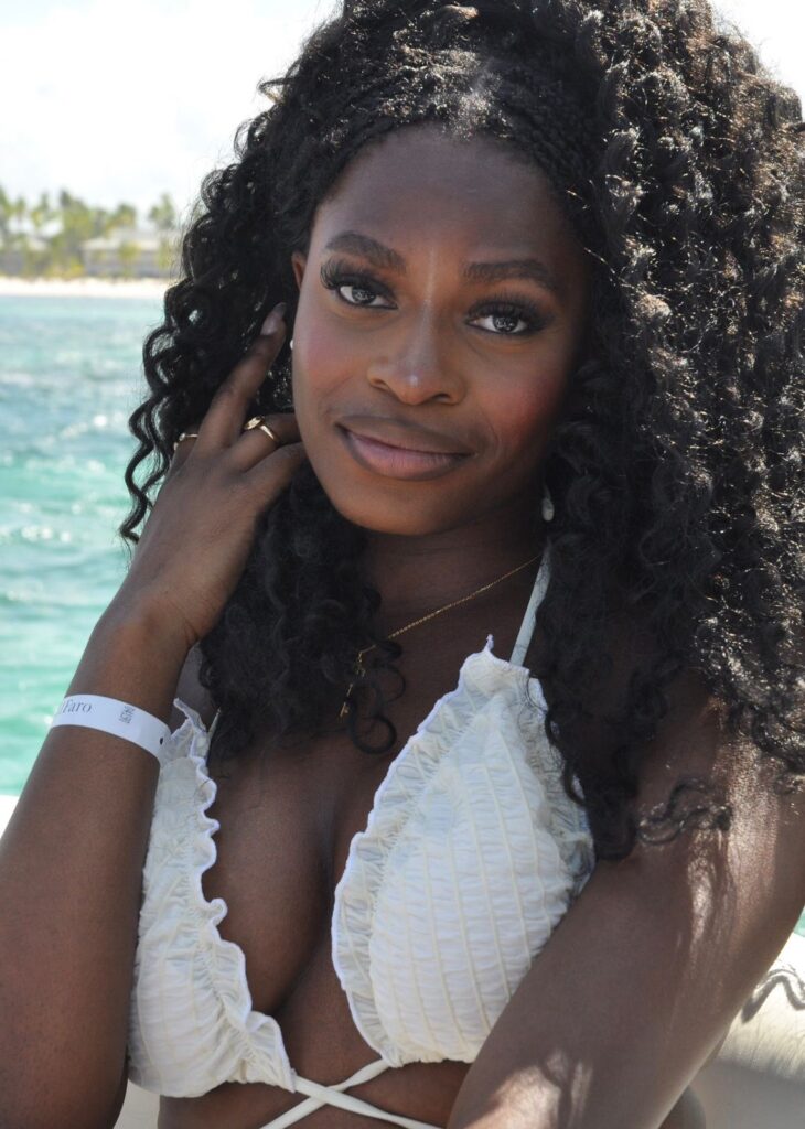 Guest smiling on board the Punta Cana party boat