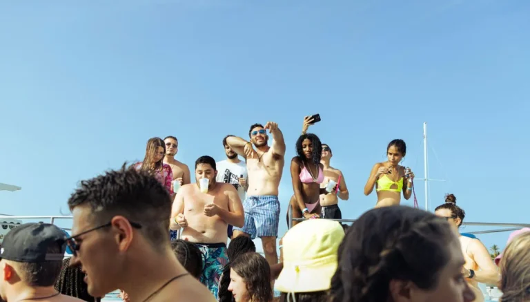 Guests gathered during the party on the boat deck in Punta Cana