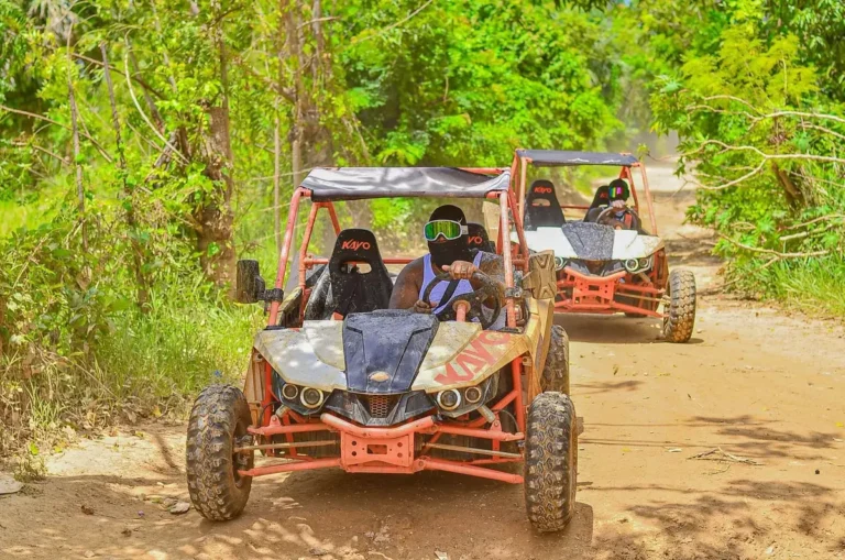 Off-road buggy with two guests on the Punta Cana countryside route