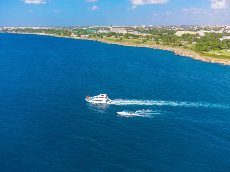 Speedboats crossing the Caribbean off the coast of La Romana