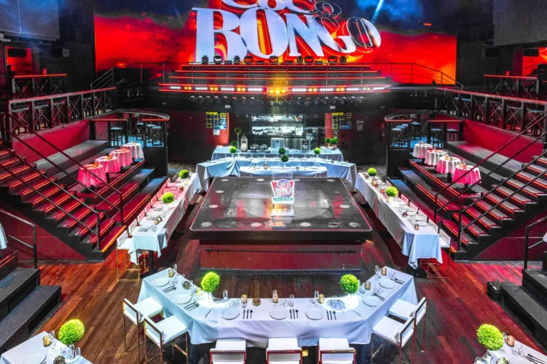 Coco Bongo interior with the main stage and the VIP tables