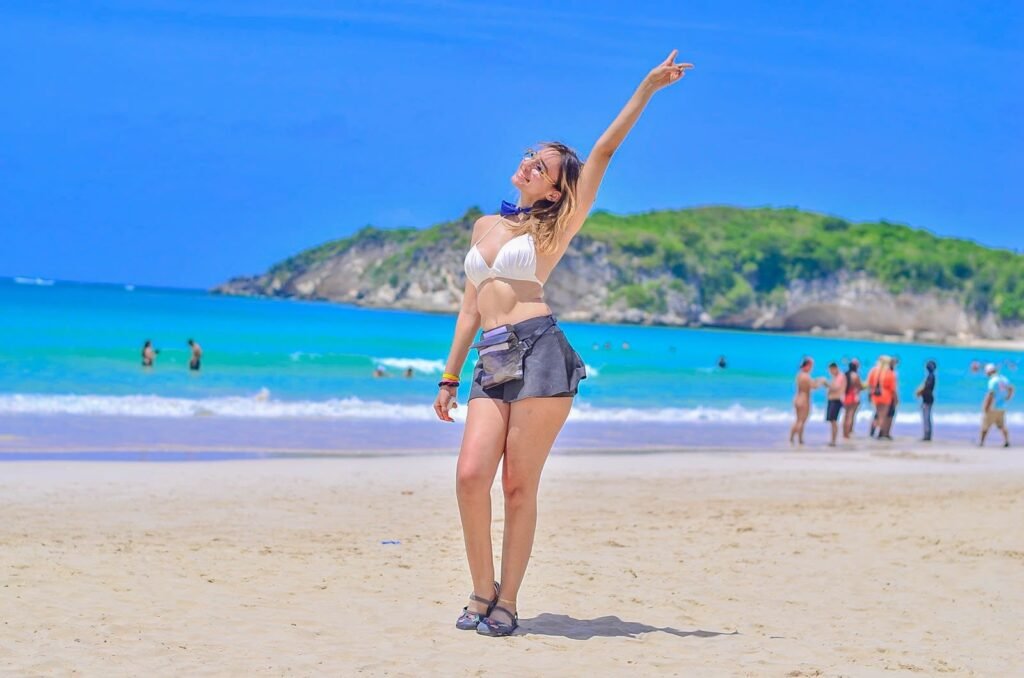 Guest celebrating on a Caribbean beach in the Dominican Republic